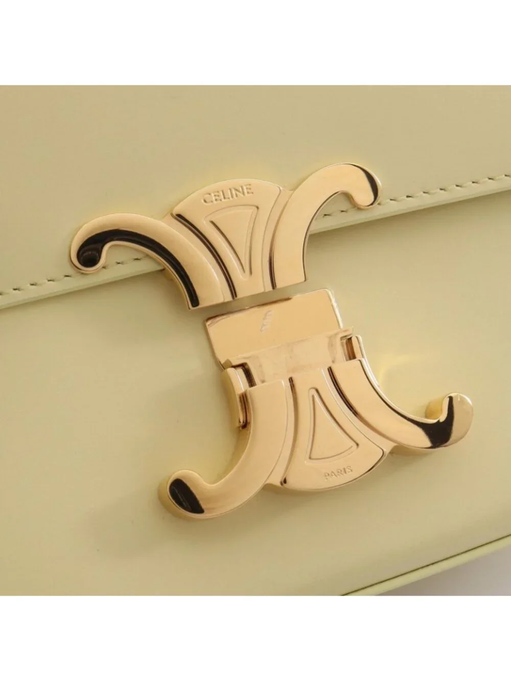 Celine Shoulder Bag Triomphe Light Yellow Leather